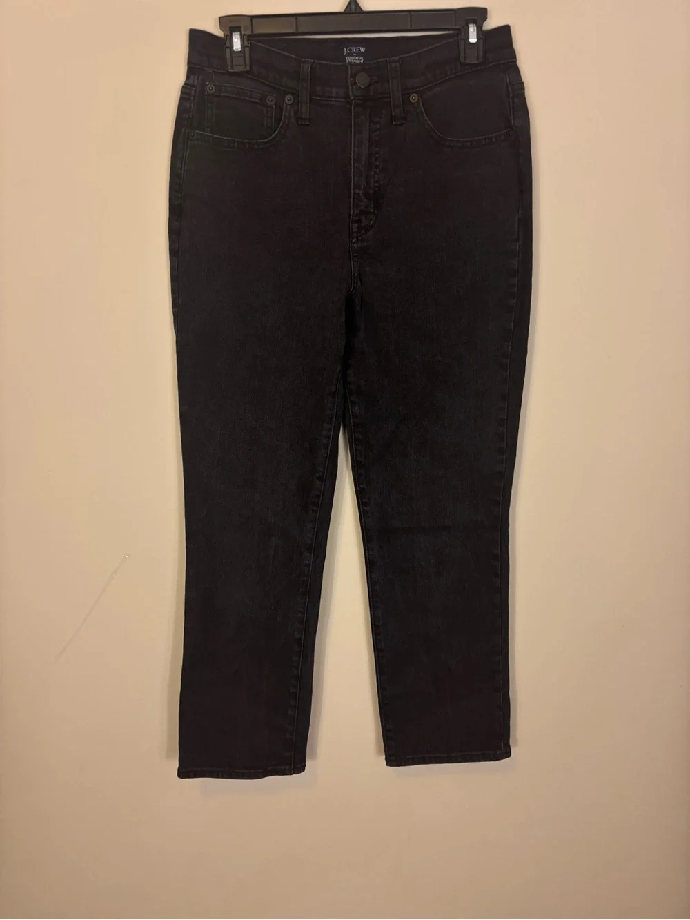 J. Crew Black High-Rise Essential Straight Leg Jeans 28